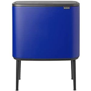 Brabantia Bo Touch Bin Prullenbak - 11 + 23 liter - Afvalscheiding - Mineral Powerful Blue