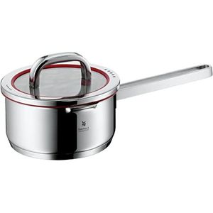 WMF Function 4 steelpan Ø16 cm met deksel, Innovatieve deksel met 4 afgietfuncties, Geschikt voor Inductie, Glazen deksel, Cromargan® 18/10 RVS, Vaatwasserbestendig, Handgrepen worden niet heet.