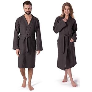 Möve Homewear Kimono, wafelpatroon, maat XL, 100% katoen, grafiet
