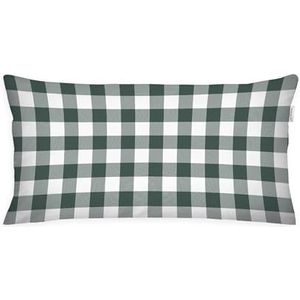 TOM TAILOR Flanellen kussensloop, 40 x 80 cm, 100% katoen/flanel, met omkeerbaar patroon en kleurrijke ritssluiting van het merk, CLASSIC CHECK groen, bruin (Forest & Rusty Red)