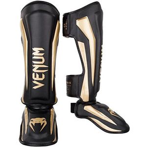 Venum Elite scheenbeschermer, boksen, uniseks, volwassenen, zwart (zwart/goud), M