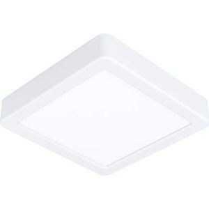 EGLO LED plafondlamp Fueva 5, L x B 16 cm, 1 lichtpunt, moderne opbouwlamp van staal met een kunststof lichtoppervlak, plafondlamp in wit, LED opbouwlamp warmwit