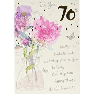 Hallmark Verjaardagskaart voor 70e verjaardag, klassiek bloemenpatroon, reliëf