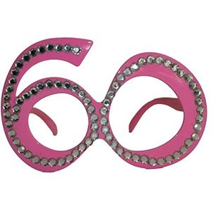 Glas voor de 60e verjaardag, roze, fantasieglas van kunststof