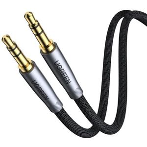 UGREEN Audiokabel 3,5 mm, mannelijk, hifi, stereo, nylon gevlochten aux-kabel voor auto, compatibel met autoradio, hoofdtelefoon, luidspreker, tv, iPhone, iPad, iPod, PC, MP4, MP3 (1 m)