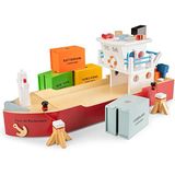 New Classic Toys Boot, 4 containers, houten speelgoed voor kinderen, 900, meerkleurig, klein