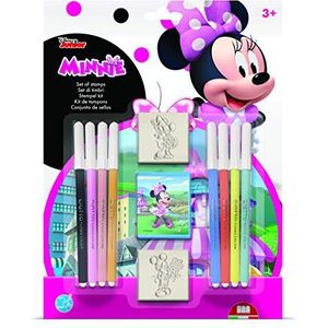 Multiprint 2 stuks Disney Minnie stempel voor kinderen, 100% gemaakt in Italië, van hout en natuurlijk rubber, wasbare inkt, niet giftig, cadeau-idee, artikel 26866