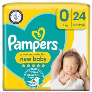 Pampers Babyluiers maat 0 (<3 kg) premium bescherming, 24 luiers, onze nr.1 voor bescherming van de gevoelige huid