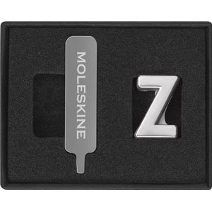 Moleskine Pins voor notitieboek of agenda letter Z, letterspelden, personaliseer de sluiting met een elastiek, gepersonaliseerde cadeau-ideeën, kleur zilver