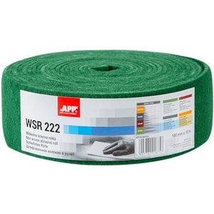 APP WSR 222 Schuurvliesstof, groen, 10 m x 100 mm, grove korrel schuurwol voor schuurmachines op hout, metaal, staal en roestvrij staal, korrel 240-280