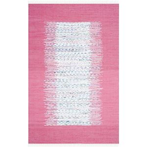 Safavieh Montauk MTK711 Modern tapijt, rechthoekig, plat weefsel, voor woonkamer, slaapkamer, elk interieur, ivoorkleurig / roze, 122 x 183 cm