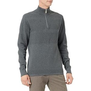 SELECTED HOMME Slhmaine Ls Knit Half Zip W Noos Herentrui, donkergrijs gemêleerd