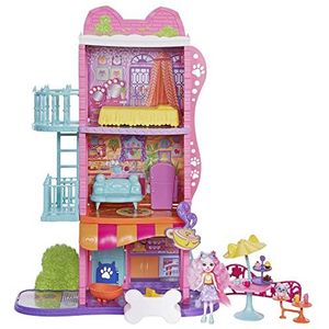 Enchantimals Enchantimals Herenhuis met koffie speelset (71 cm), met pop, hondenfiguur en accessoires, leuk cadeau voor kinderen vanaf 4 jaar, HJH65