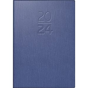 BRUNNEN Weekplanner model 713 2024, 2 pagina's = 1 week, bladgrootte 7,2 x 10,2 cm, blauw