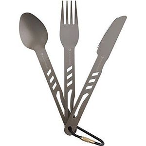 Ferrino, Set van lepel, vork en mes, roestvrij staal, grijs, 15 cm