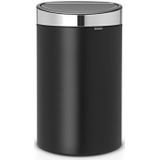 Brabantia Touch Bin, 40 liter, RVS/Mat zwart, inhoud 40 liter, 72,7 cm x 43,5 cm x 30,2 cm