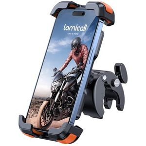 Lamicall Universele motorfiets telefoonhouder 2024 360° universeel stuur voor iPhone 15 14 Pro Max Plus, SE, 13 12 Pro Max Mini, 11 Pro Max, Xs, XR, X, 8, 7, Samsung S23 S9