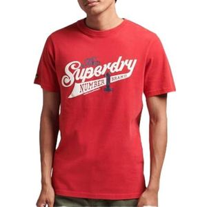 Superdry Vintage T-shirt met scripted college heren, Rood (Chilli Pepper Red)