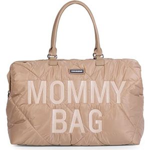 CHILDHOME, Mommy Bag, luiertas, moederschap, reistas, grote capaciteit, aankleedmat, verstelbare schouderriem, vakken, geïsoleerde tas, koffer, gewatteerd, beige