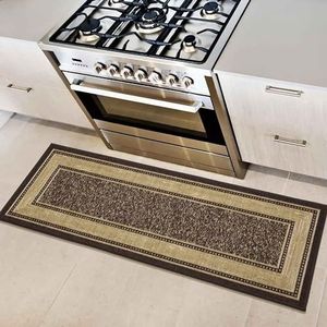 Ottomanson Ottohome Collection tapijtloper met rubberen rug, modern design, 50 x 150 cm, bruin