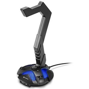 Sharkoon X-Rest houder voor pc-gaming-hoofdtelefoon, verlicht, 7.1 surround-geluid, zwart