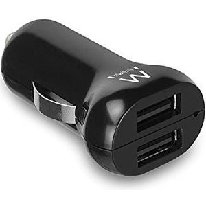 Ewent Autolader, USB, 2 poorten, 2,4 A, zwart