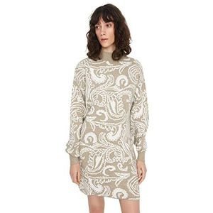 Trendyol Dames Mini gebreide trui jurk beige, M, Beige