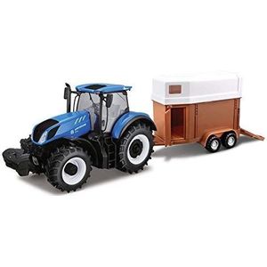 Bburago - 1/32 collectie Ferme-tractor T7.315 hanger paard New Holland auto, 44069, blauw