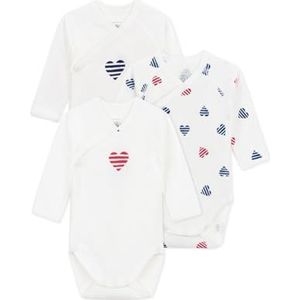 Petit Bateau A0cas Babybody met lange mouwen, uniseks, 3 stuks, Variant 1.