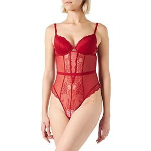 women'secret Klassieke body met voering van kant en veermeti, beha, balconnet, dames, rood/koraal, 90B, rood/koraalrood