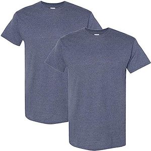 GILDAN T-shirt adulte en coton lourd pour homme, lot de 2, Heather Navy (lot de 2), S
