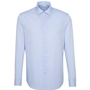 Zakelijk overhemd voor heren, slim fit, kreukvrij, kentkraag, lange mouwen, 100% katoen, Blauw
