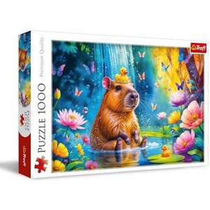 Trefl - Capybara - Puzzel 1000 stukjes - Puzzel met een capybara op watervalachtergrond, voor volwassenen en kinderen vanaf 14 jaar