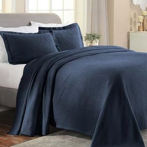 SUPERIOR Sprei van katoen, marineblauw, eenpersoonsbed