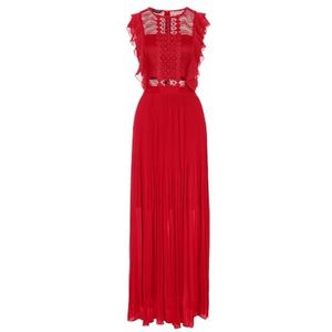 APART Robe de soirée en georgette semi-transparente et maille transparente, rouge, 40