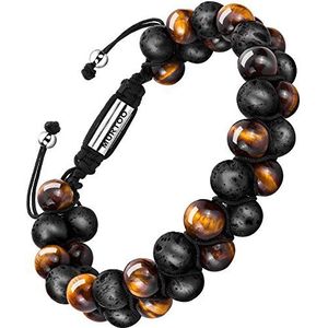 murtoo Armband voor heren, lavasteen kralenarmband met verstelbare sluiting, geurverspreider 17-29 cm, Roestvrij staal, Zonder steen.