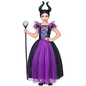 Widmann - Malefizia kinderkostuum, jurk, hoofdbedekking, Halloween, carnaval, themafeest, meerkleurig, 164 cm/14-16 jaar