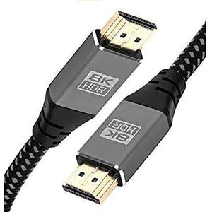 IBRA 2.1 HDMI-kabel 8K met zeer hoge snelheid, 48 Gbit/s, ondersteunt 8K @60HZ, 4K @120HZ, 4320p, compatibel met Fire TV, 3D-ondersteuning, Ethernet-functie, 8K UHD, 3D-Xbox Playstation PS3 PS4-1M