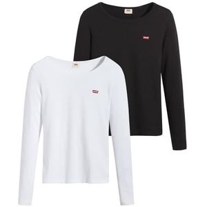 Levi's Set van 2 T-shirts voor dames, Ls theezakje kaviaar + wit +