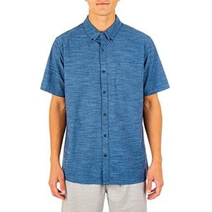 Hurley One & Only Herenoverhemd met korte mouwen met button down textuur, Obsidiaan