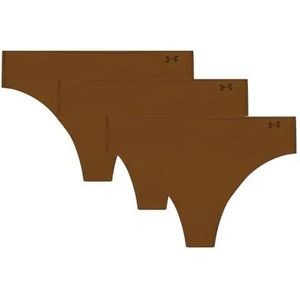 Under Armour UA Pure Stretch No Show Thong - Solid 3Pk, Incense Brown - 600, SM