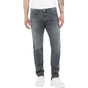 Replay M914 Anbass Black Power Stretch Denim Slim Jeans voor heren, grijs.