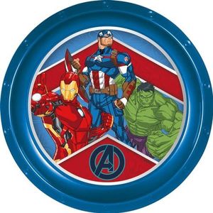 Marvel Blauw dinerbord voor kinderen van Avengers-kunststof, bestand tegen onbedoelde schokken en herbruikbaar