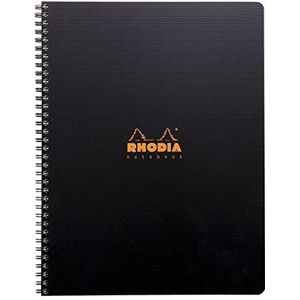 RHODIA 119900C - Spiraal notitieboek (volledige binding) zwart A4+ | kleine ruitjes | 160 afneembare pagina's Perf. 9 gaten - Clairefontaine papier 90 g - omslag van polypropyleen (kunststof) -