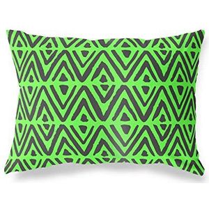 BonaMaison Neon-groene kussensloop met motief, kussensloop voor bed, auto, bank, huis, woonkamer, slaapkamer, woondecoratie, 35 x 50 cm, ontworpen en vervaardigd in Turkije