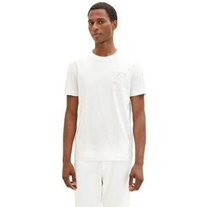 TOM TAILOR 1036371 T-shirt voor heren met borstzak (1 stuk), 10332 - gebroken wit