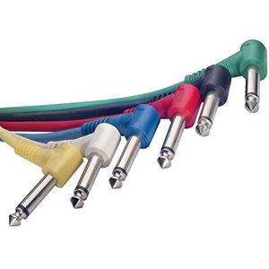 Stagg SPC060L E 6,3 mm haakse jackkabel, 6 stuks