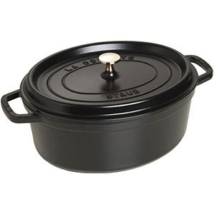 STAUB Stoofpan van gietijzer, ovaal, Ø 41 cm, 12 l, mat zwart