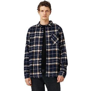 Koton Pocket Detail Classic Neck Lange Mouwen Check Plaid Shirt Heren T-shirt, 95C