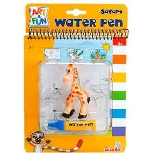 Simba Art und Fun 106334635 Art und Fun Water Pen Safari Livre de coloriage girafe 9 cm Pinceau à eau 4 pages magiques 17 x 19 cm À partir de 3 ans